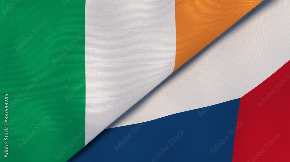 The flags of Ireland and Czech Republic. News, reportage, business background. 3d illustration The flags of Ireland and Czech Republic. News, reportage, business background. 3d illustration