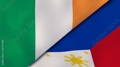 The flags of Ireland and Philippines. News, reportage, business background. 3d illustration photo