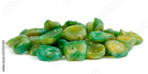 Green peas roasted isolated on white background