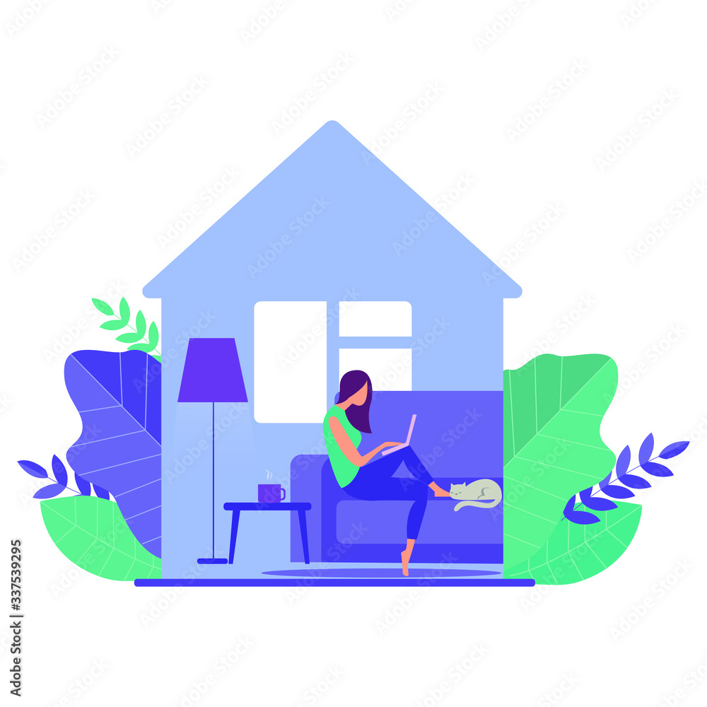 Working at home. People at home in quarantine Working at home. People at home in quarantine