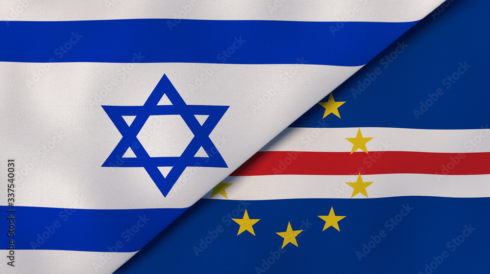 The flags of Israel and Cape Verde. News, reportage, business background. 3d illustration The flags of Israel and Cape Verde. News, reportage, business background. 3d illustration