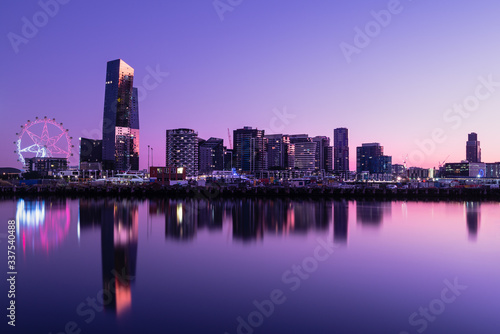 Docklands skyline Melbourne at dusk
