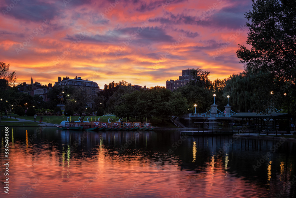 A Dreamy Sunset in the Boston Public Garden