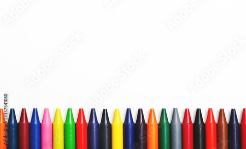 colored crayons isolated on white background