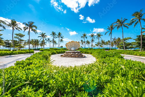 Coastal Scenery of The Long Beach on Phu Quoc Island, Vietnam, a Popular Tourism Destination for Summer Vacation in Southeast Asia, with Tropical Climate and Beautiful Landscape.