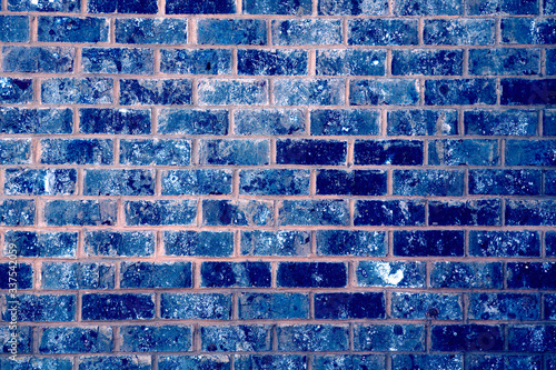 blue brick wall background in abstract style photo