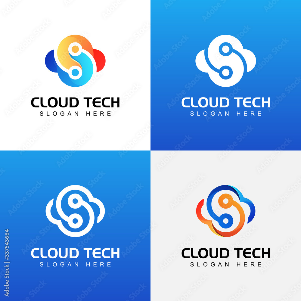 Cloud technology gradient logo collection Cloud technology gradient logo collection