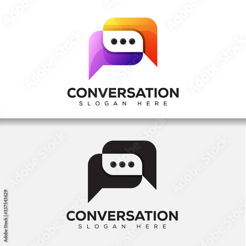 modern color conversation logo. communication logo, chat logo design two version