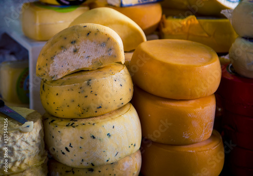 Wheels of cheese San Pedro Market 