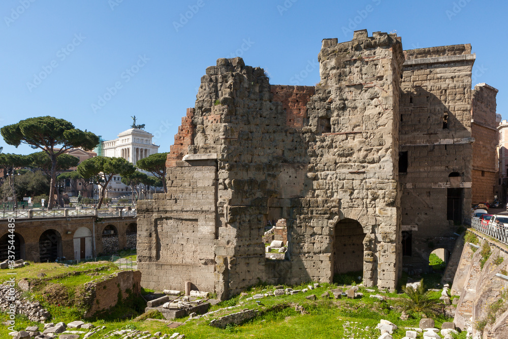 Walls of Forum of Nerva (Foro di Nerva; Forum Nervae). Rome, Italy