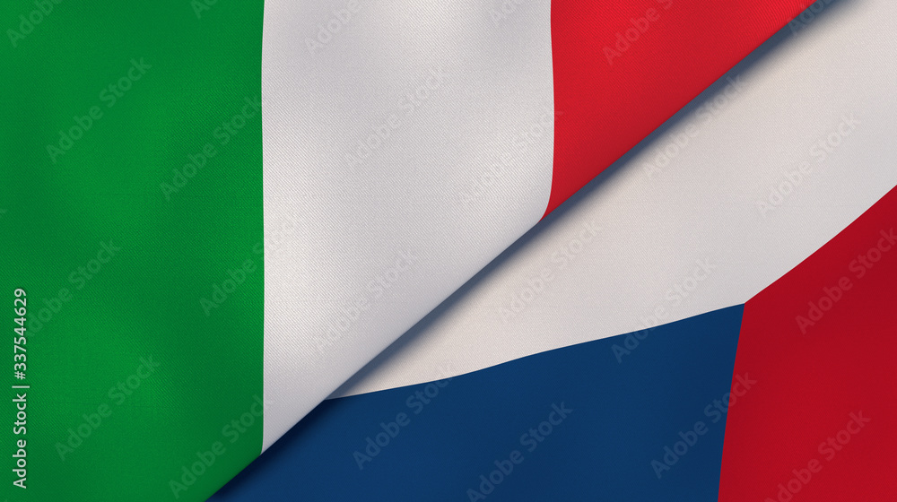 Obraz premium The flags of Italy and Czech Republic. News, reportage, business background. 3d illustration