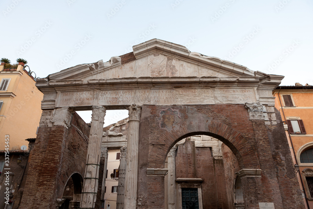 The Porticus Octaviae (Portico of Octavia; Portico di Ottavia). Ancient structure in Rome, Italy