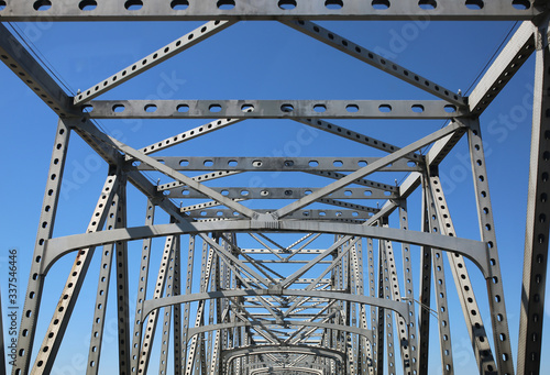 steel bridge with blue sky background