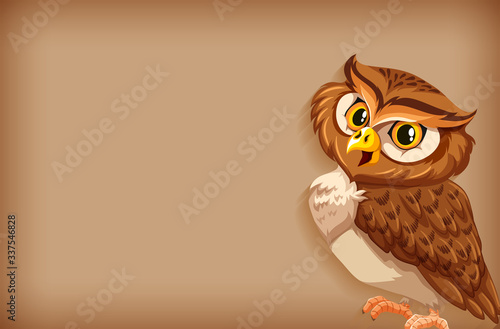 Background template with plain color and brown owl