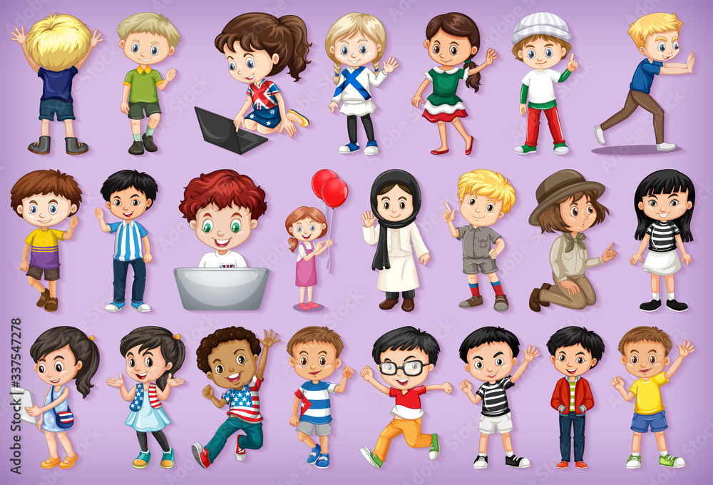Large set of children doing different activities Large set of children doing different activities