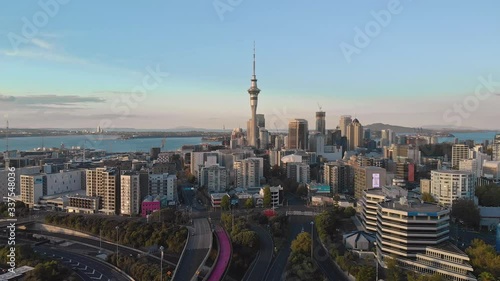 A view of Auckland City skyline from spaghetti junction photo