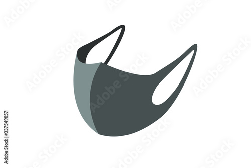 グレーの立体マスクのイラスト