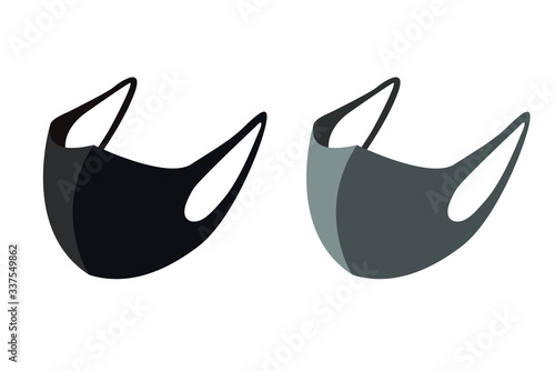 黒とグレーの立体マスクのイラスト