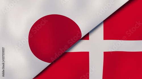 Canvas Print The flags of Japan and Denmark