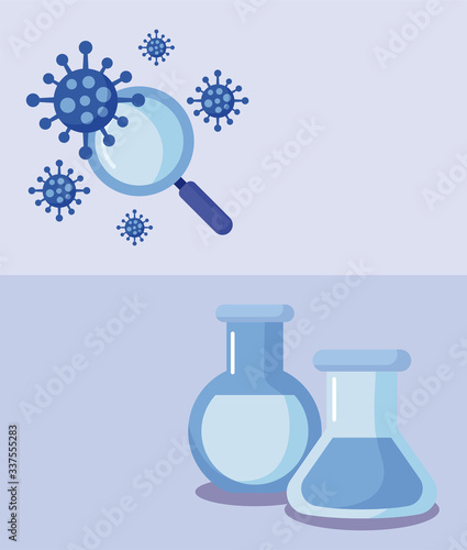 poster with vaccination icons and health, medical immunization
