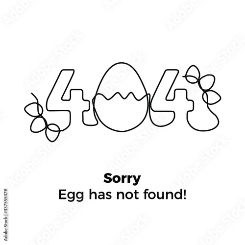 404 error page egg has not found one continuous line drawing