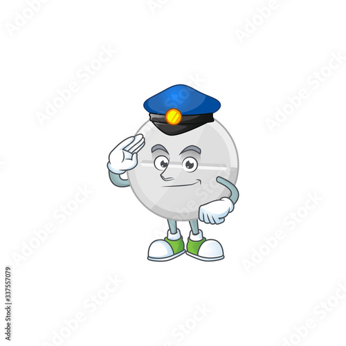 A dedicated Police officer of white pills mascot design style