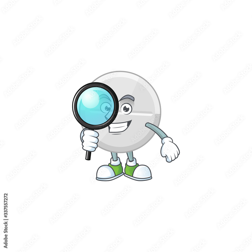 Smart Detective of white pills cartoon character design concept Smart Detective of white pills cartoon character design concept