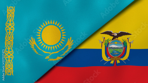 The flags of Kazakhstan and Ecuador. News, reportage, business background. 3d illustration photo