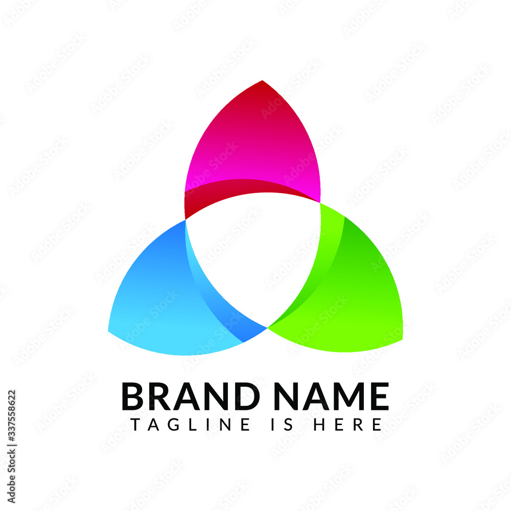 Professional minimal gradient flower with three main colors logo design. Professional minimal gradient flower with three main colors logo design.