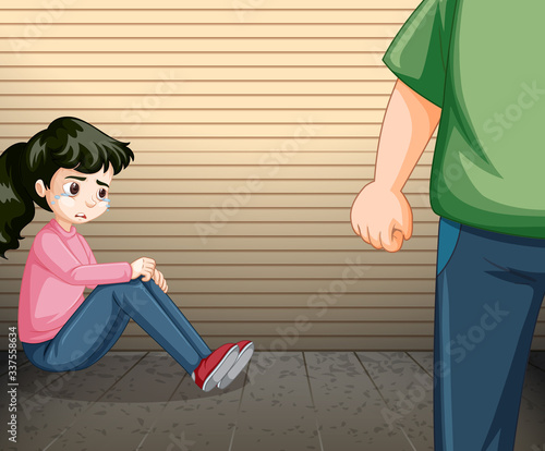 Scene with crying girl and angry man