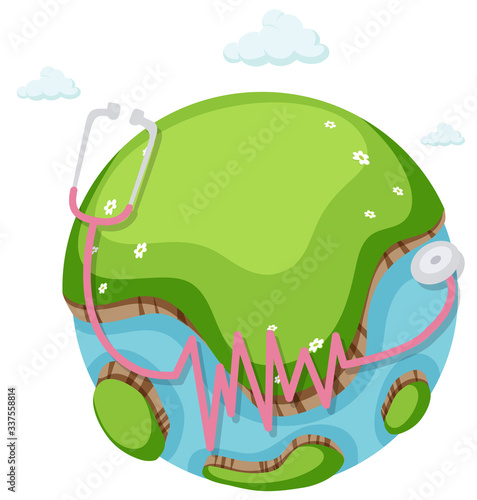 Big world with giant stethoscope around it