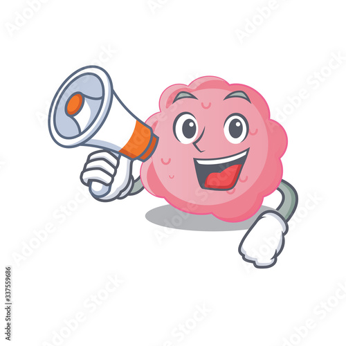 Cartoon character of anaplasma phagocytophilum having a megaphone