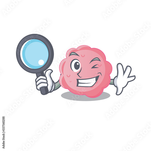Smart Detective of anaplasma phagocytophilum mascot design style with tools