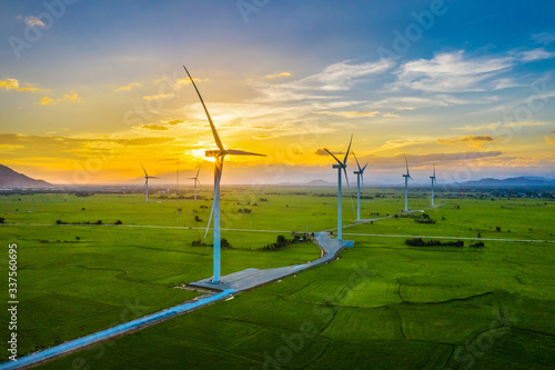 Landscape with Turbine Green Energy Electricity, Windmill for electric power ...