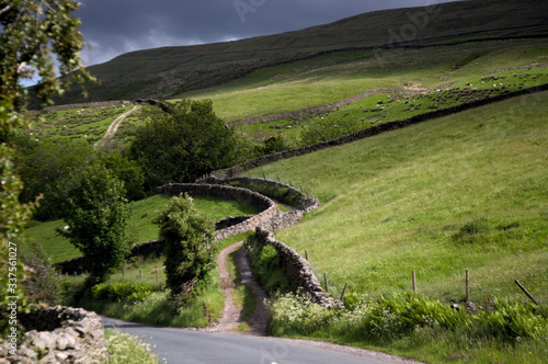 Winding country lane in the Yorkshire Dales photo