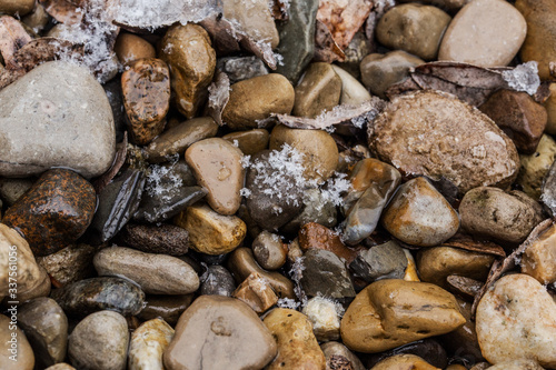 River Rock Pebbles with Frost  © Angela Fortin Studio