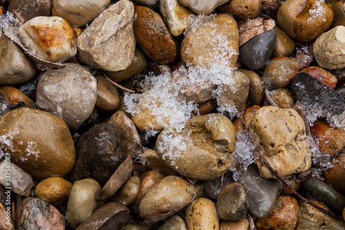 River Rock Pebbles with Frost 