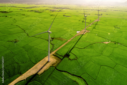 Landscape with Turbine Green Energy Electricity, Windmill for electric power ...