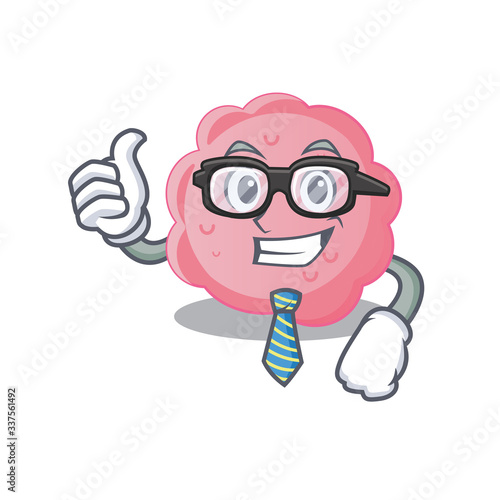 An elegant anaplasma phagocytophilum Businessman mascot design wearing glasses and tie