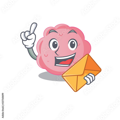 Happy anaplasma phagocytophilum mascot design concept with brown envelope photo