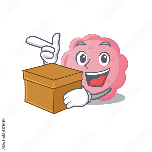 An picture of anaplasma phagocytophilum cartoon design concept holding a box
