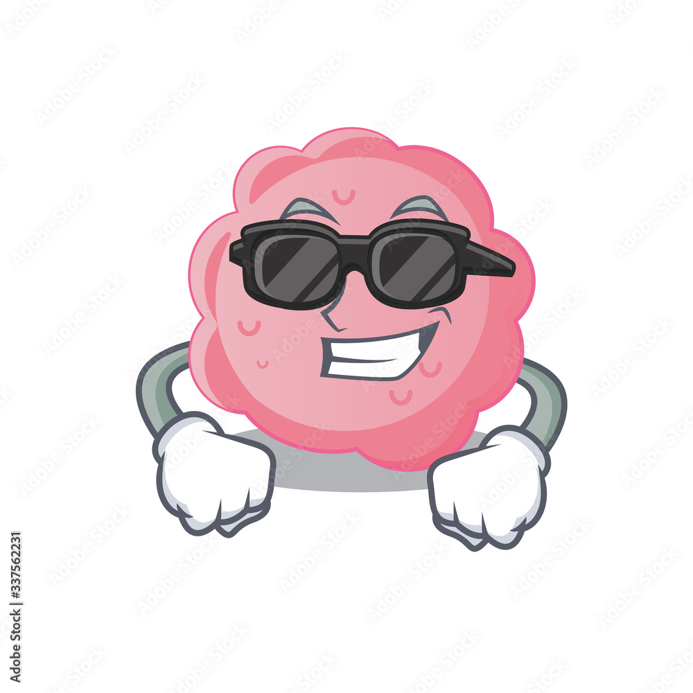 Fototapeta premium Cool anaplasma phagocytophilum cartoon character wearing expensive black glasses