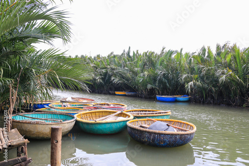 Traditional Vietnamese Basket Fishing Boats. Hoi An, Vietnam.