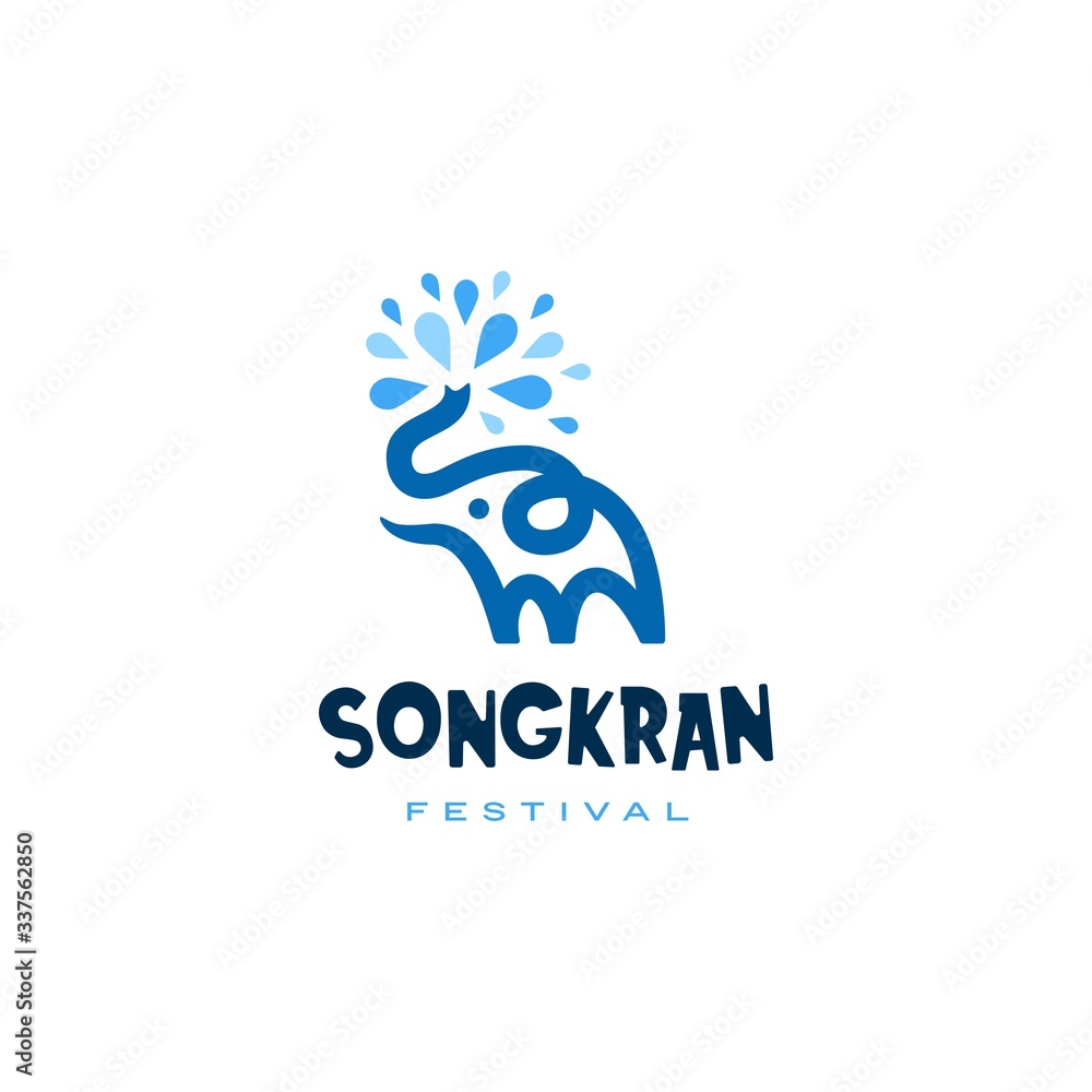 elephant water songkran festival logo vector illustration