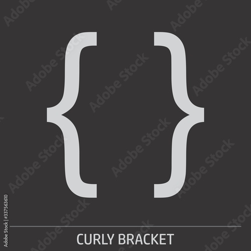 Curly bracket icon illustration on gray background with label
