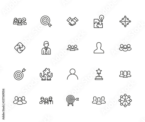 Simple set of leadership icons in trendy line style.