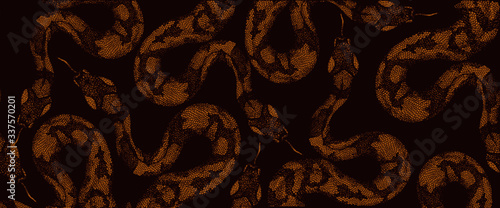 Snake skin on dark red background 
