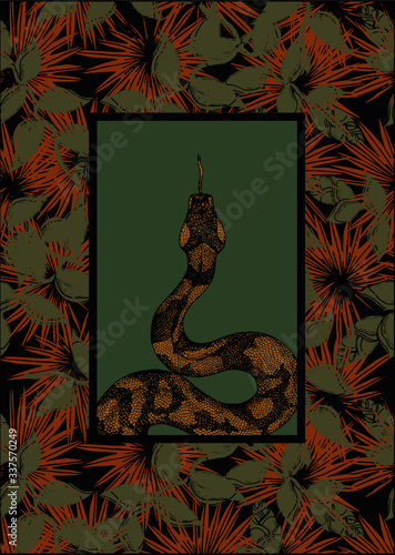 snake with frame on leaves pattern
