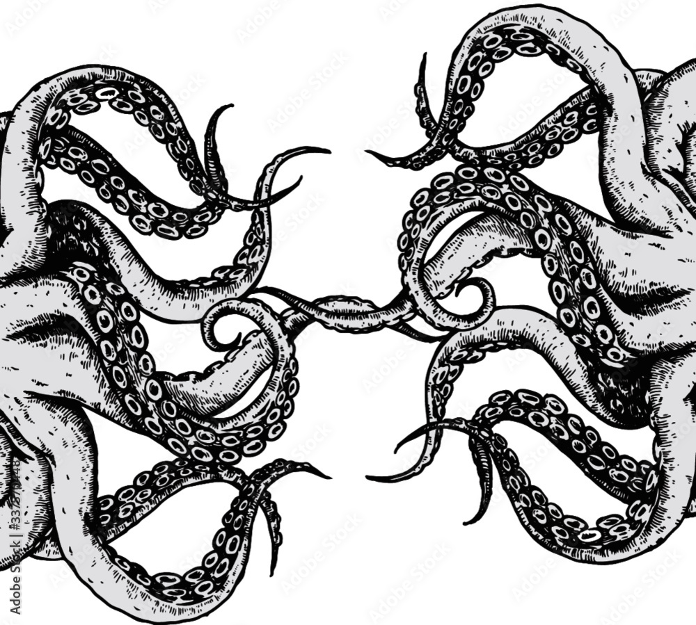 Tentacles isolated illustration on white background Tentacles isolated illustration on white background