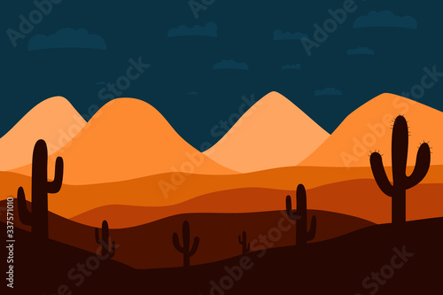 Vector illustration of night at the desert. © AlexandraDaryl